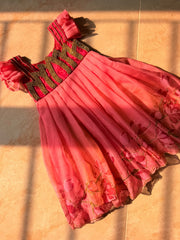 (SB669) Thulir - premium Sequence worked Lotus Aari silk gown