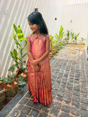 (Max21) Premium Pink Kanchi Silk Gown with Removable Shrug