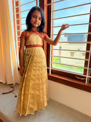 (SB681) Khathija - Golden Silk Gown with Removable Shrug