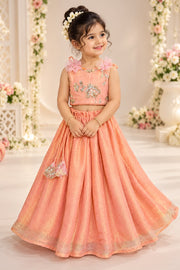 (SB684) Flamingo Pink Crused Space Silk Lehenga