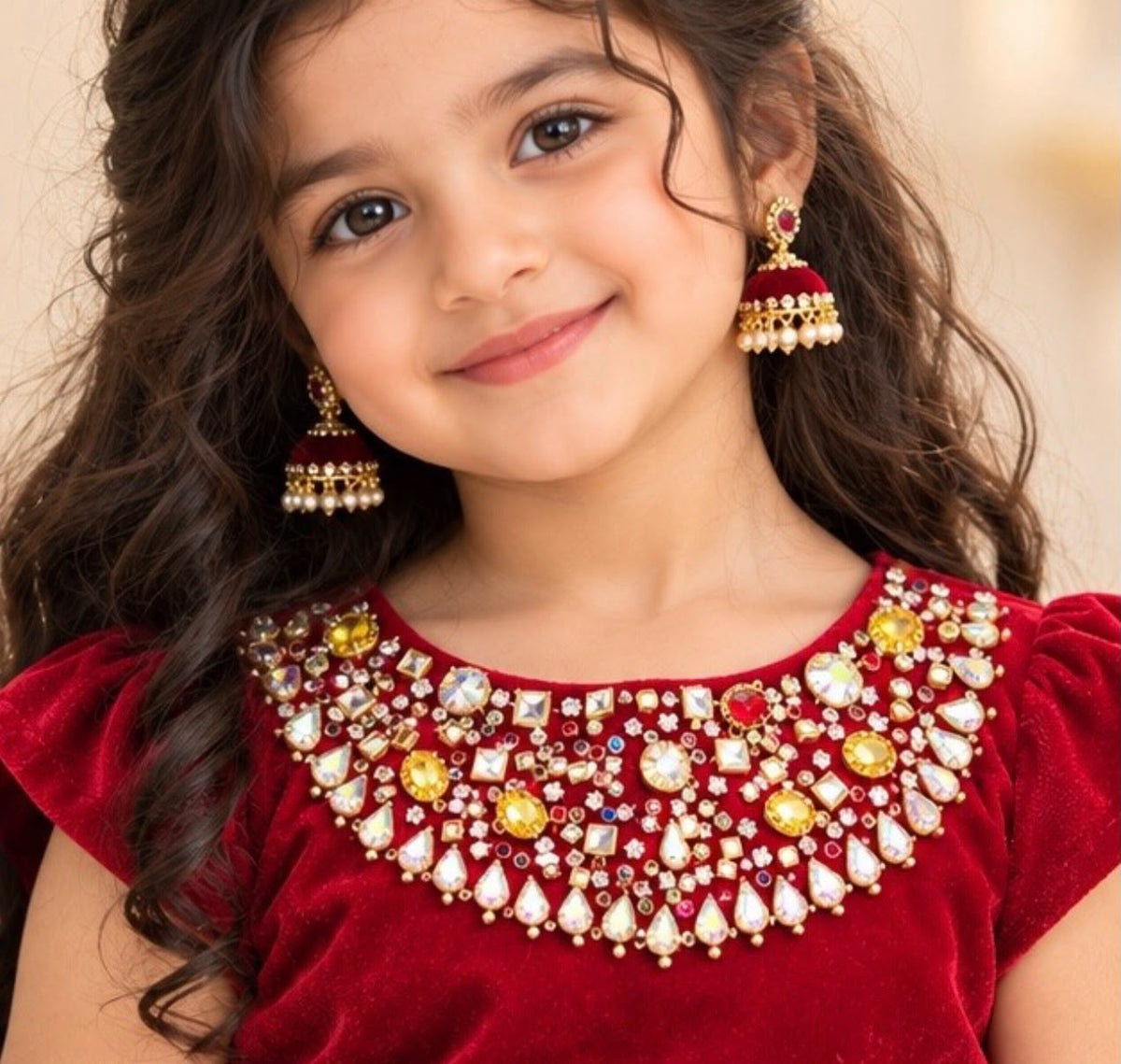 (SB685) Monica - Red Velvet Lehenga Set