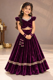 (SB689) Wonder wine - VELVET Lehenga Set