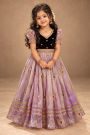 (SB691) Chandramuki Lavender Silk Gown