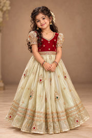 (SB692) Chandramuki Pista Green Silk Gown