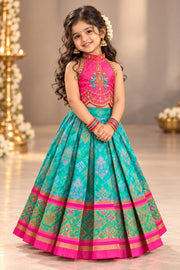 (SB694) Patola Aari Silk Pavadai Sattai with Crop Tops