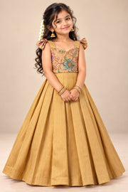 (SB697) Pure Raw Silk Gown with crepe Embroidered & Prints