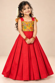 (SB700) Pure Raw Silk Gown with Crepe Embroidered & Prints