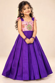 (SB699) Pure Raw Silk Gown with Crepe Embroidered & Prints
